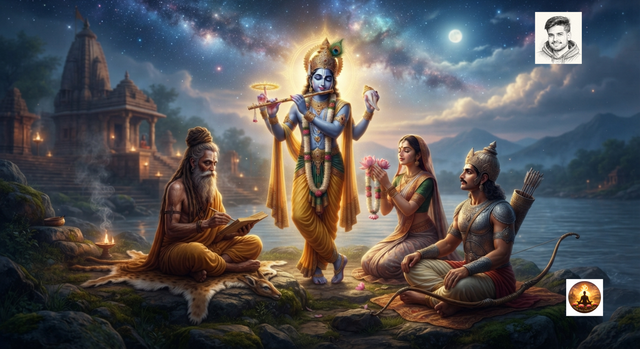 उद्धव श्रीकृष्ण से आत्मज्ञान और भक्ति का संवाद करते हुए